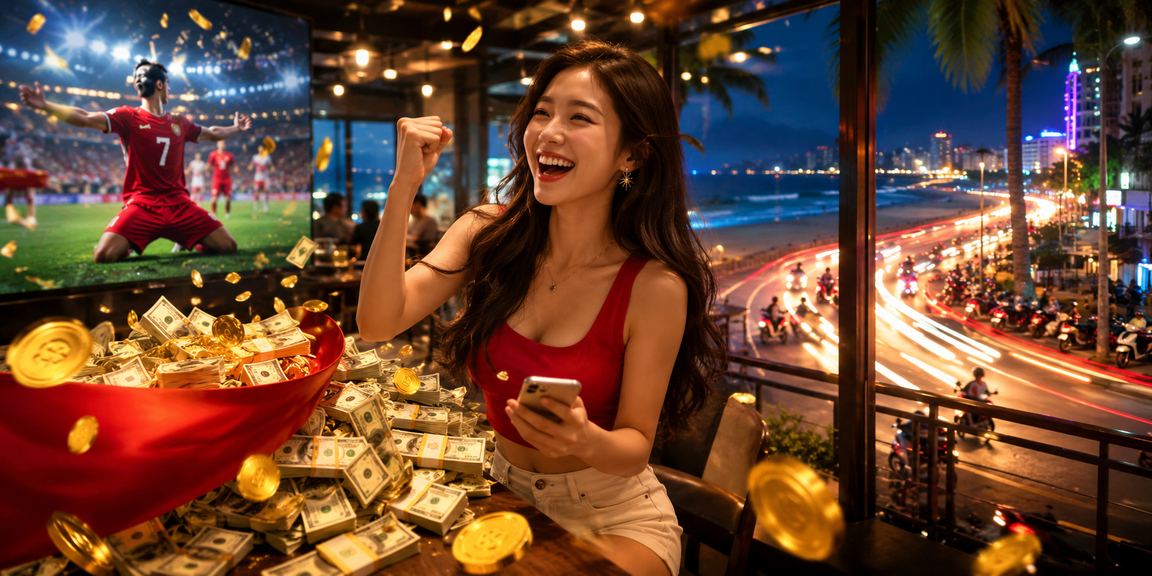 Người dùng Vũng Tàu thư giãn tại quán cà phê và kiểm tra tiền thưởng cashback trên tg88ok7